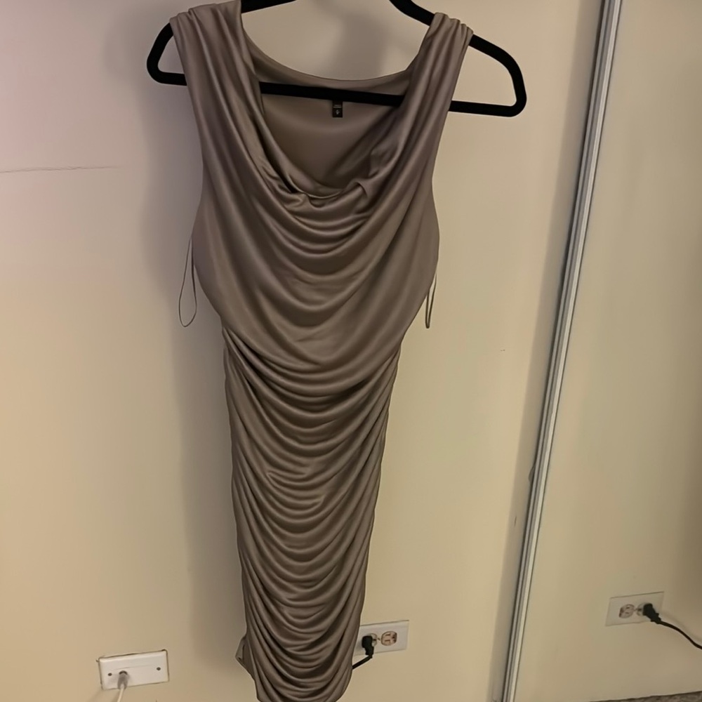 Elegant Taupe Sleeveless Dress